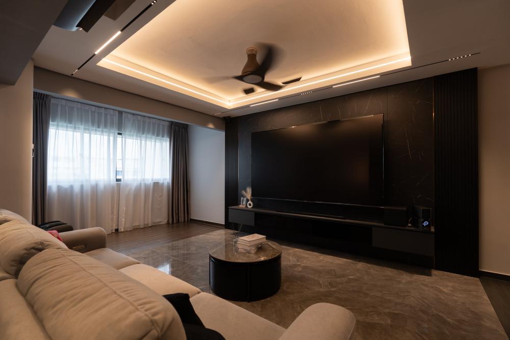 Modern Living Room with Countertop and Carpet