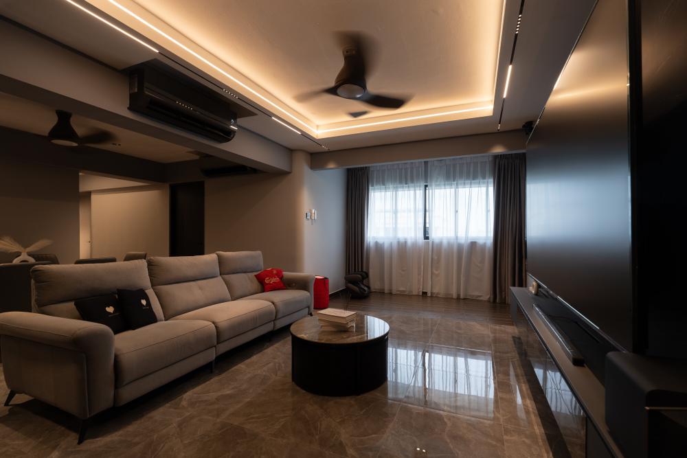 Modern Living Room with TV Console and Sofa