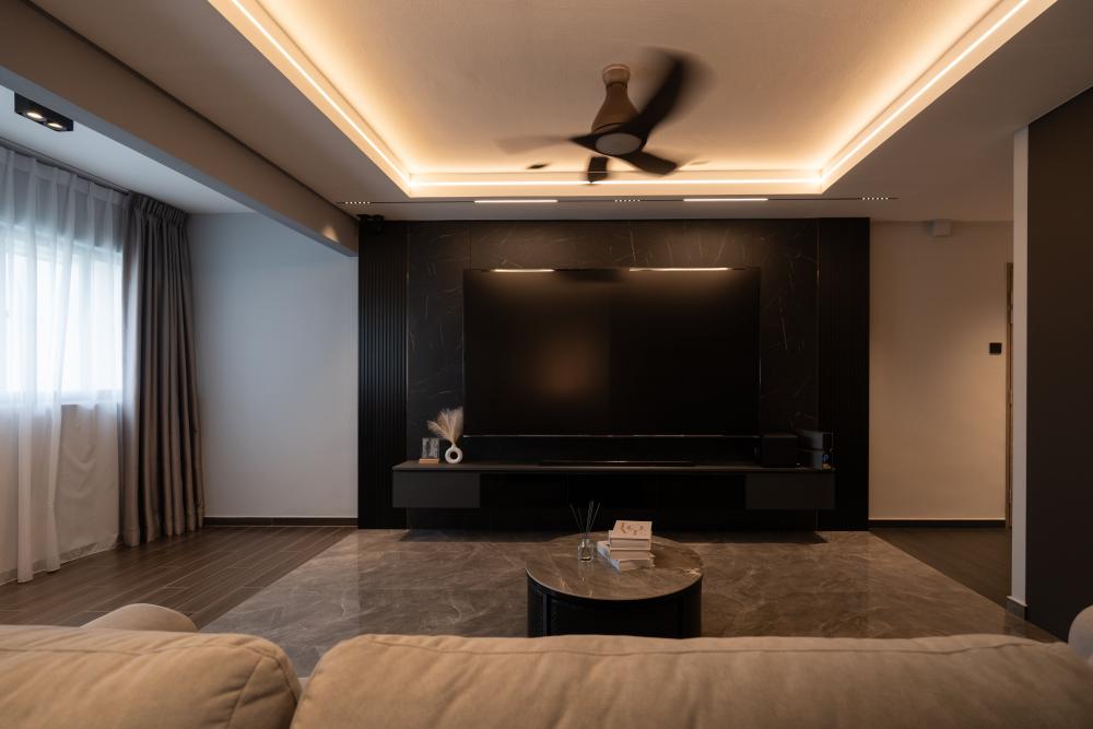 Modern Living Room with TV Console and Sofa