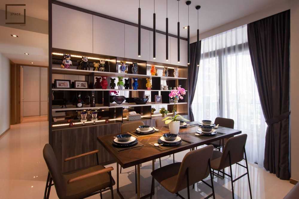 Industrial Dining Room with Drop Light and Ceiling Light