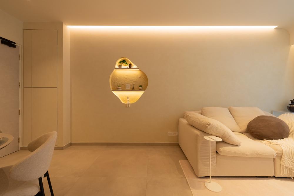Minimalist Living Room with Cove Lighting and Sofa