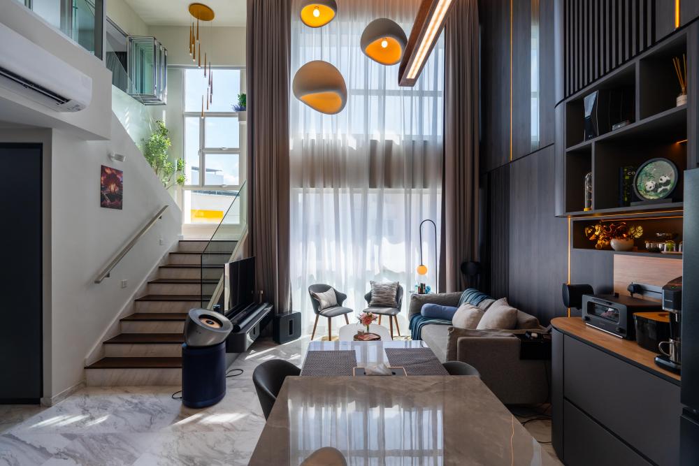 Modern Living Room with TV Console and Sofa