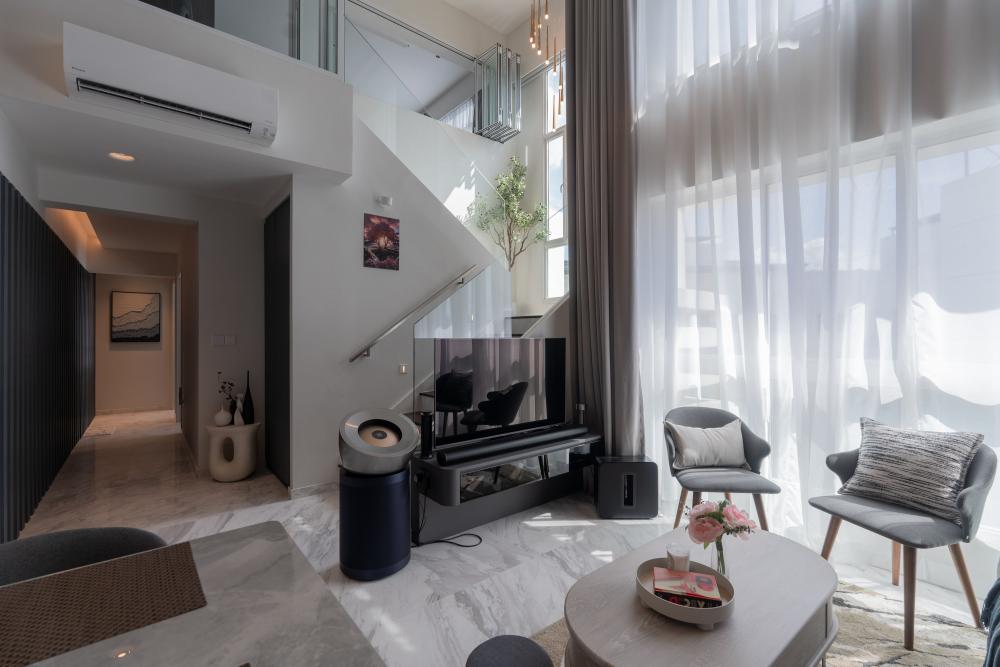 Modern Living Room with TV Console and Feature Wall