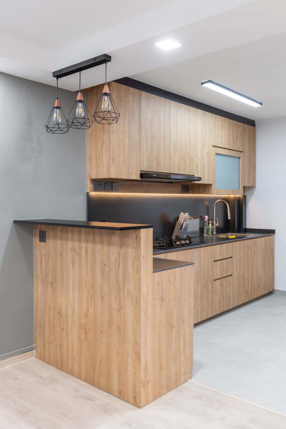 Vintage Kitchen with Countertop and Homogeneous Tiles