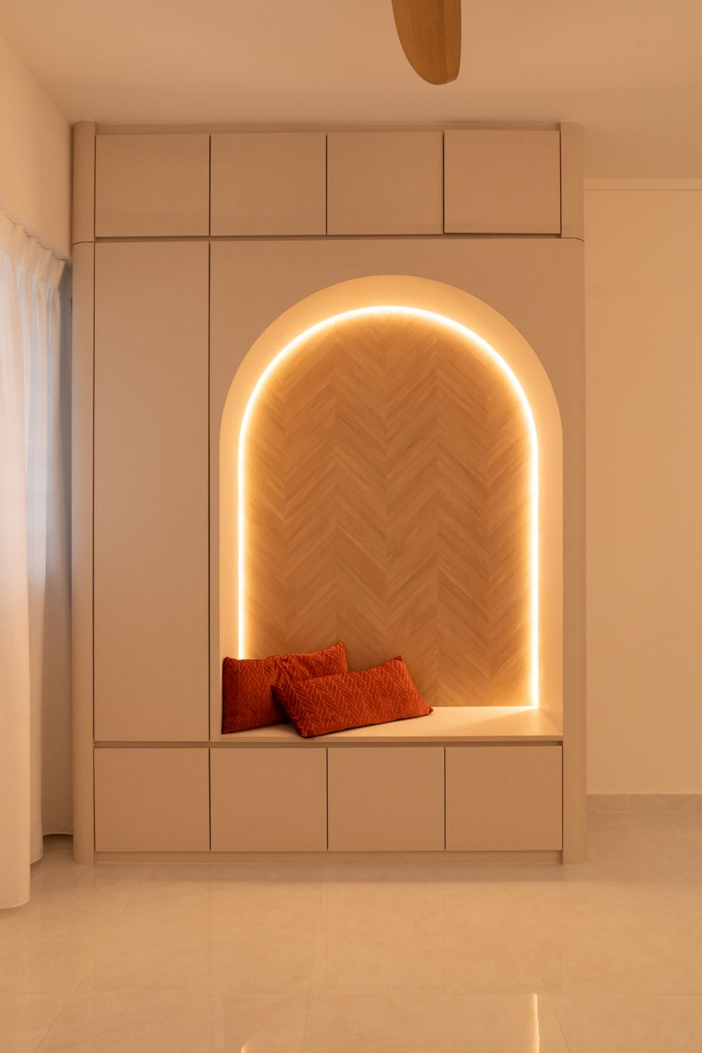 Minimalist Entryway with Seating Bench and Small Storage