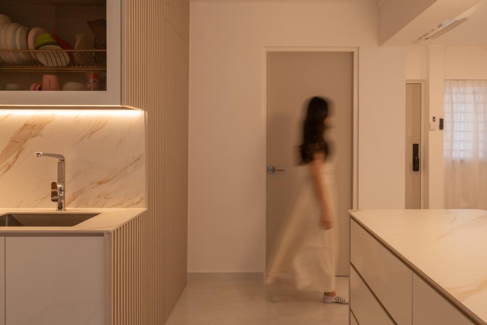 Minimalist Kitchen with Countertop and Vinyl Flooring