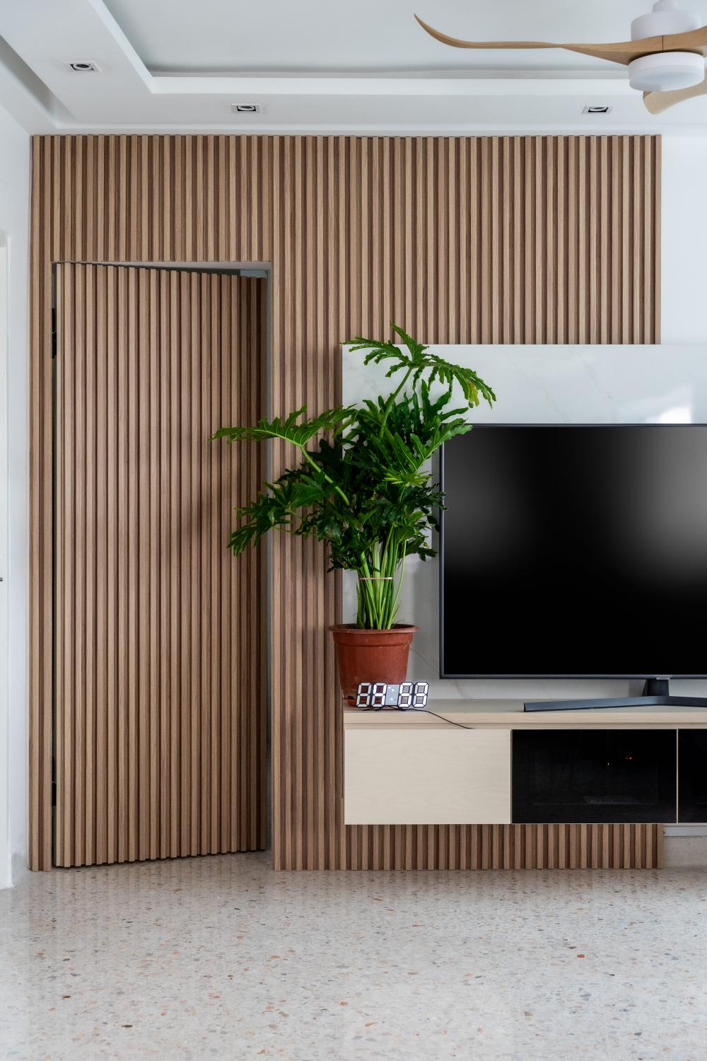 Modern Living Room with TV Console and Feature Wall