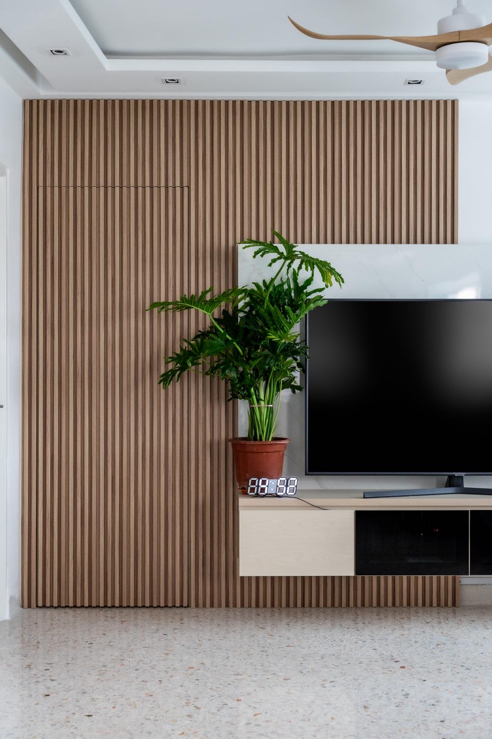 Modern Living Room with TV Console and Feature Wall
