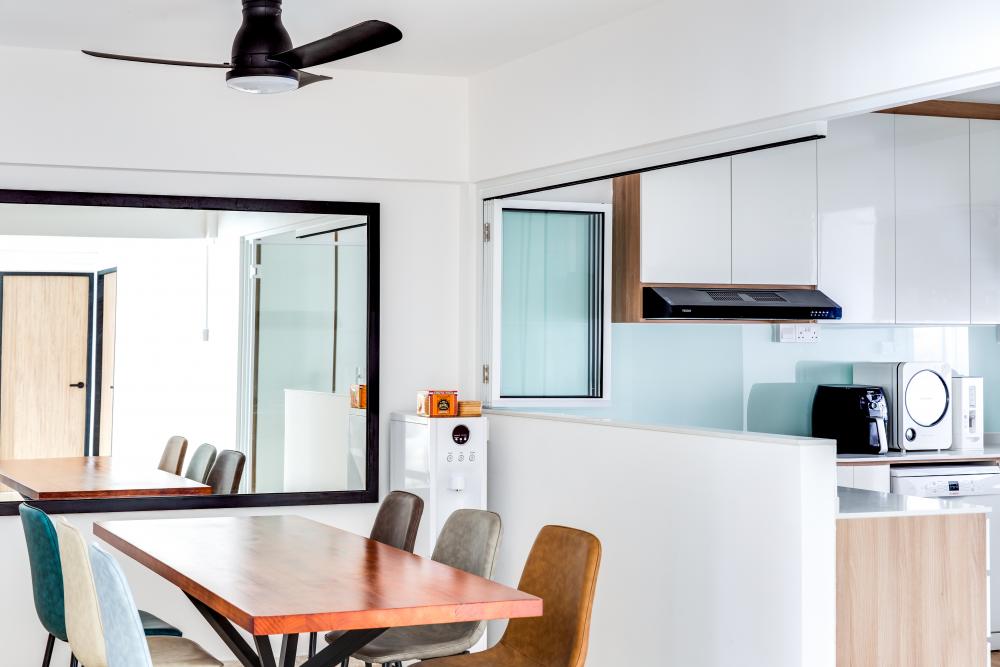 Minimalist Dining Room with Dining Table and Tableware