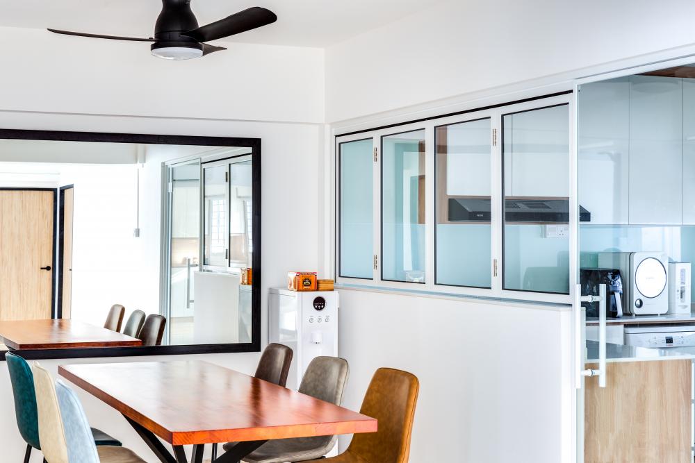 Minimalist Dining Room with Dining Table and Seating Bench