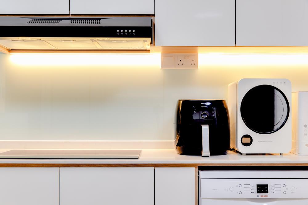 Minimalist Kitchen with Countertop and Kitchen Window