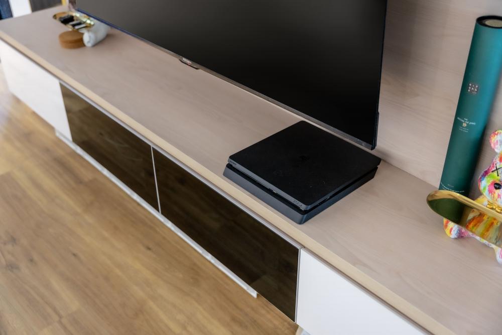 Scandinavian Living Room with TV Console and TV