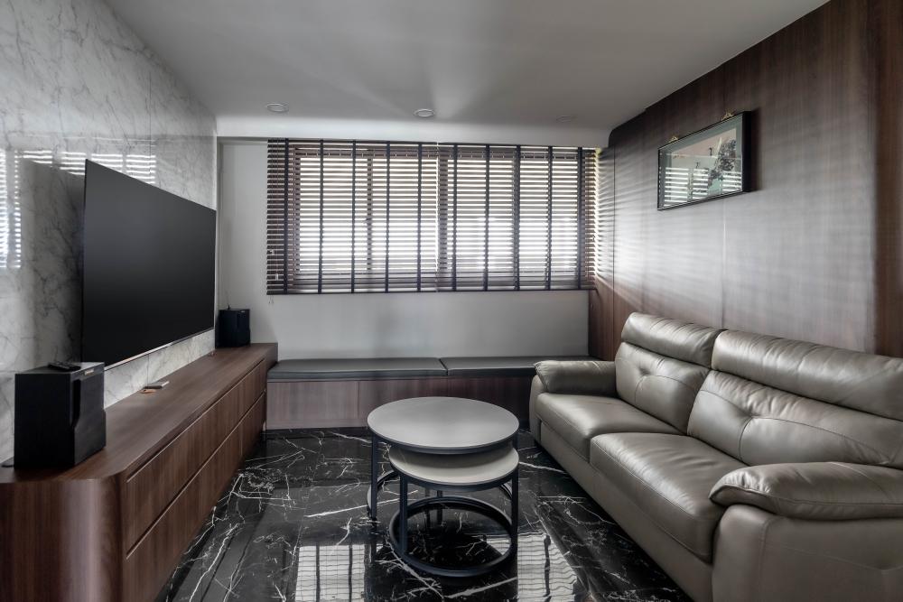 Modern Living Room with TV Console and Feature Wall