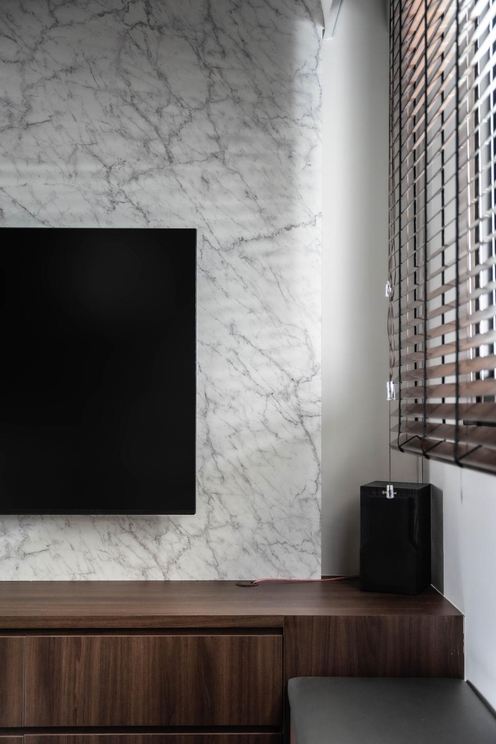 Modern Living Room with TV Console and Feature Wall