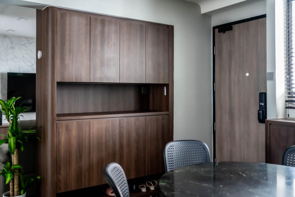 Modern Entryway with Small Storage and Doors