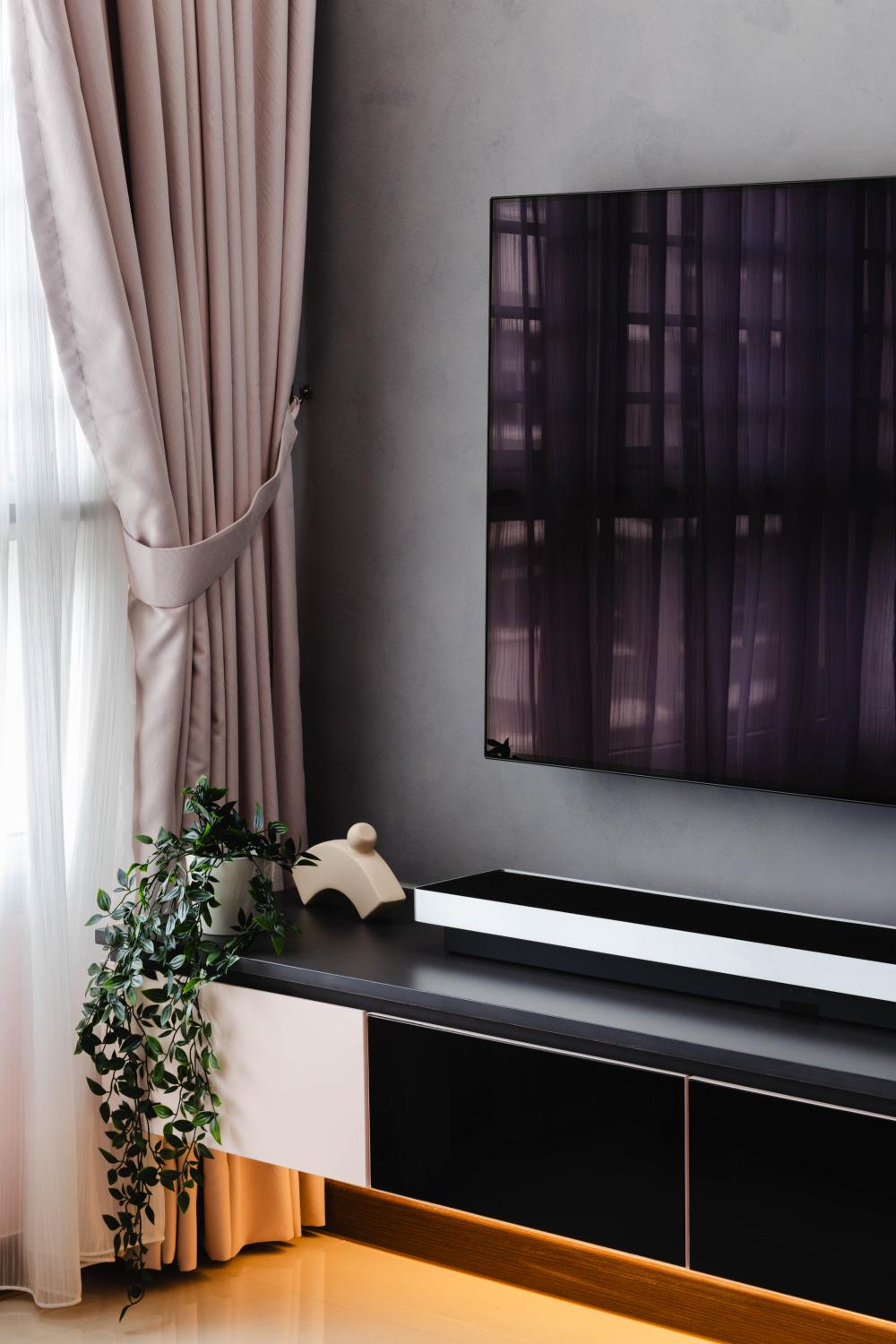Modern Living Room with TV Console and Feature Wall