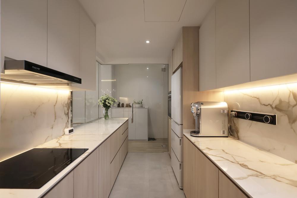 Scandinavian Kitchen with Countertop and Cupboard