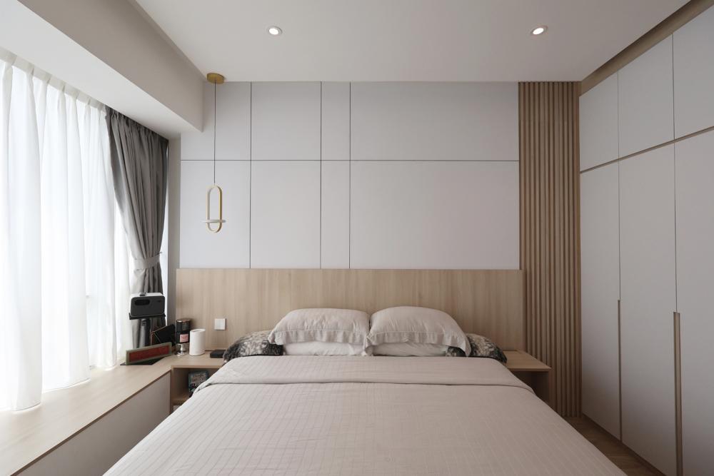Scandinavian Bedroom with Vinyl Flooring and Wardrobe