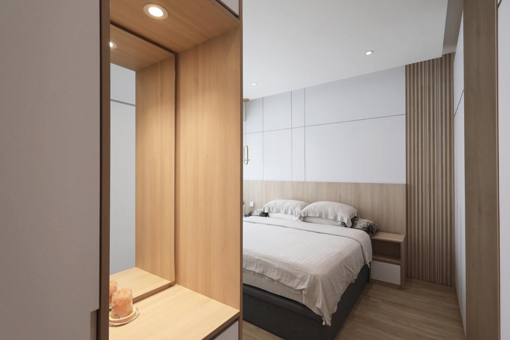 Scandinavian Bedroom with Vinyl Flooring and Wardrobe