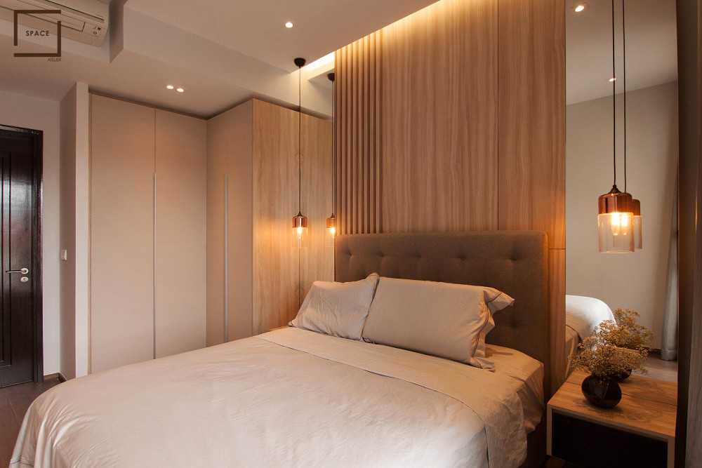 Contemporary Bedroom with Drop Light and Wardrobe