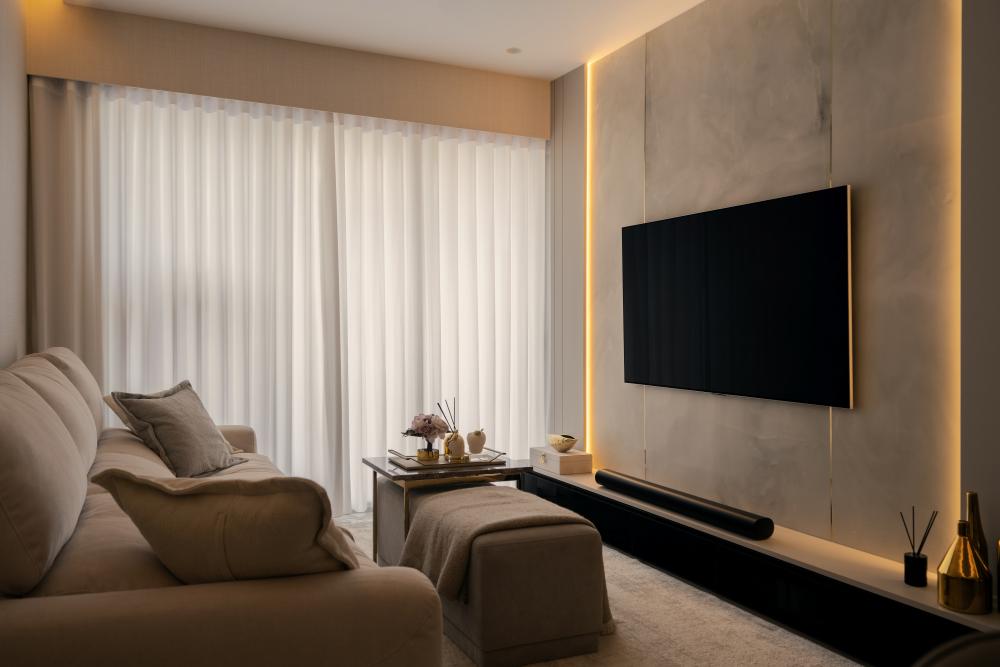 Modern Living Room with Cove Lighting and Sofa