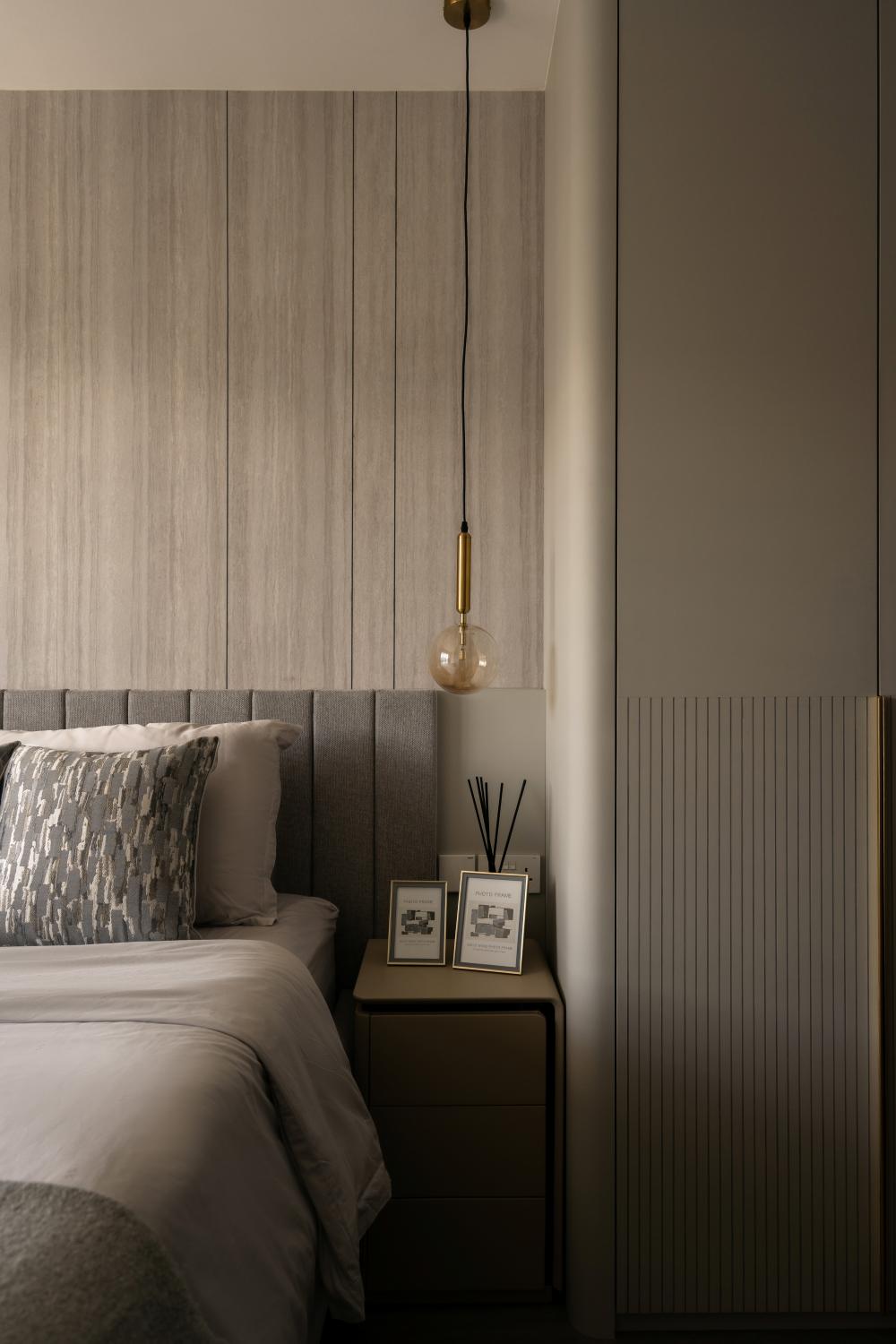 Modern Bedroom with Wardrobe and Bedside Table