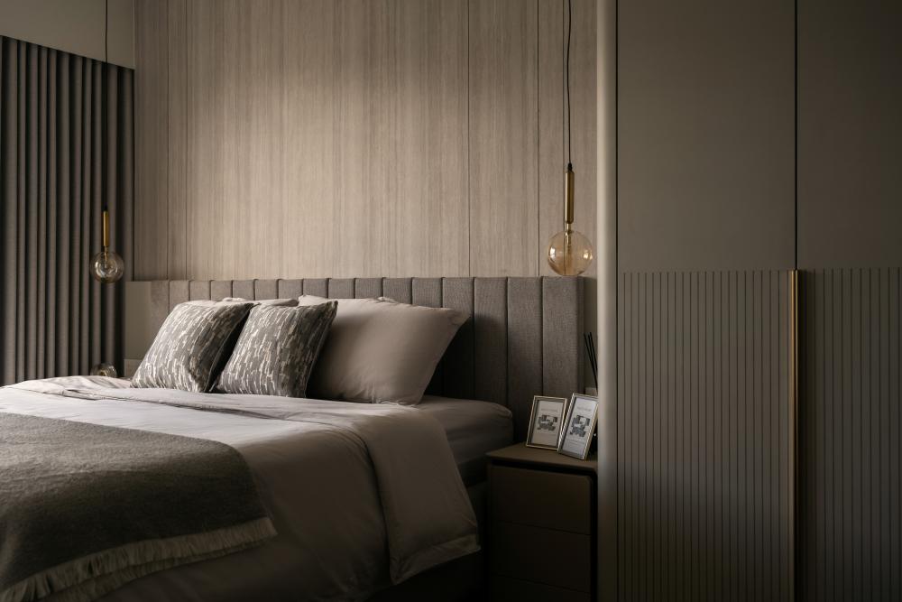 Modern Bedroom with Wardrobe and Bedside Table