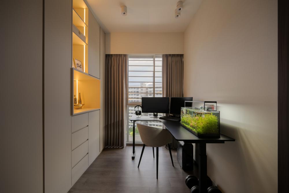 Modern Home Office with Desk and Desk Chairs