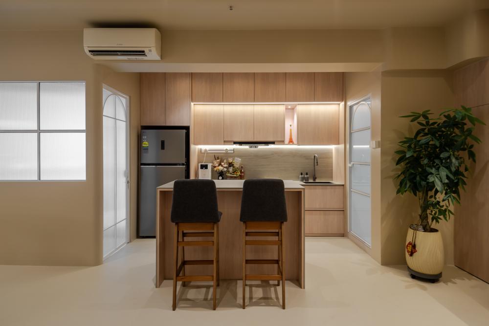 Scandinavian Kitchen with Countertop and Kitchen Island