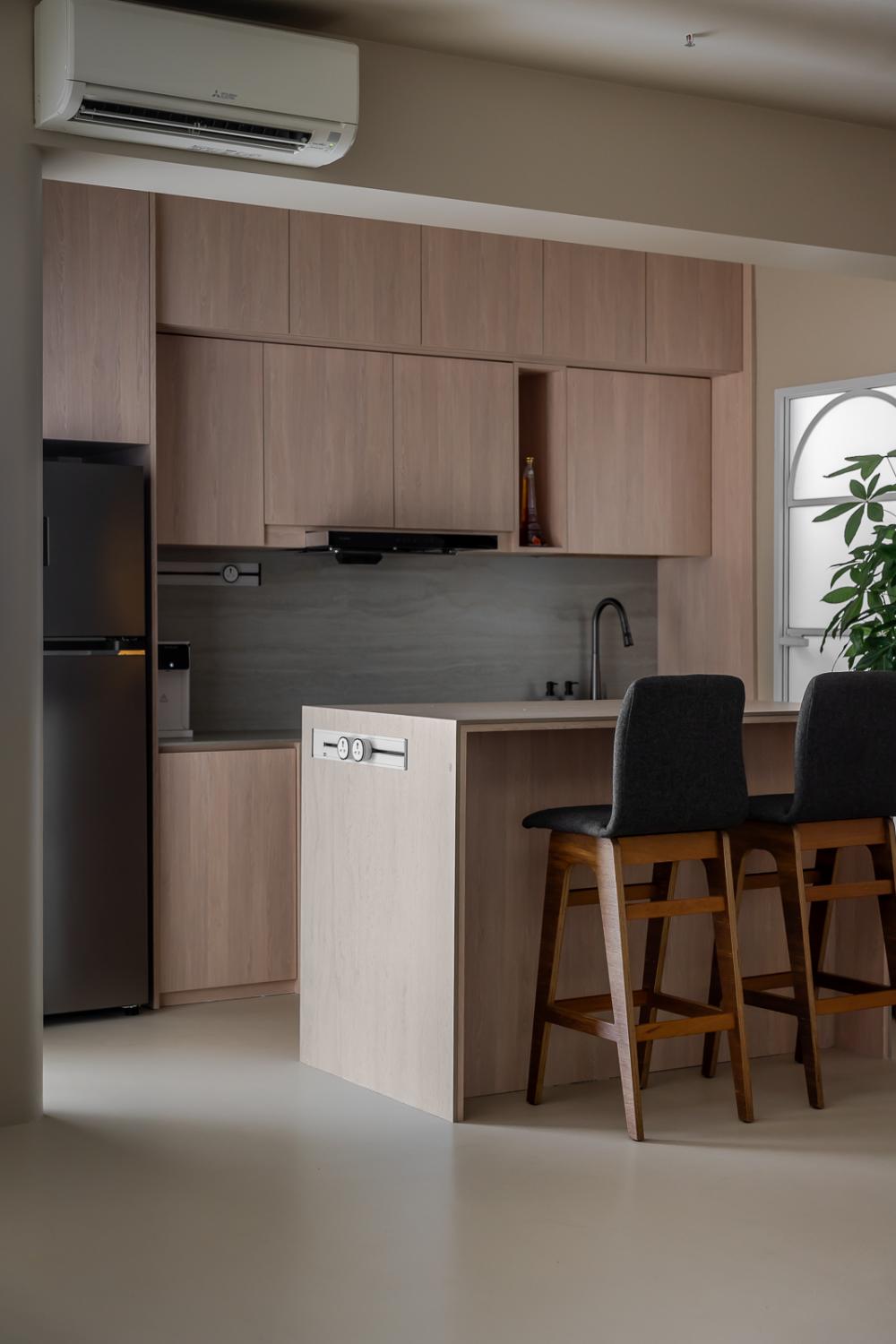 Scandinavian Kitchen with Countertop and Kitchen Island