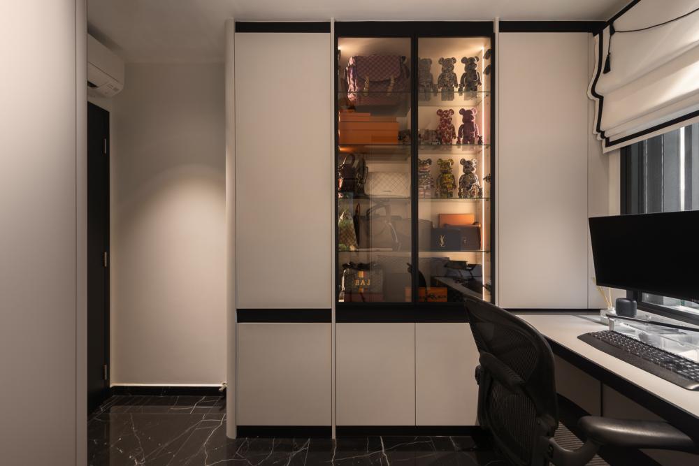 Asian Study with Desk and Storage Cabinets