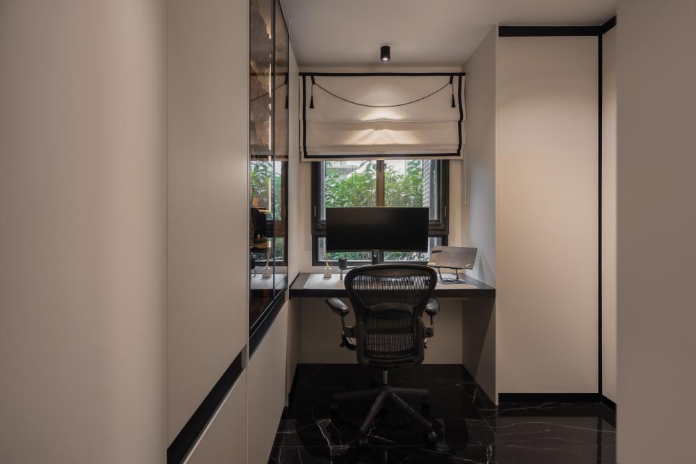 Asian Study with Desk and Storage Cabinets