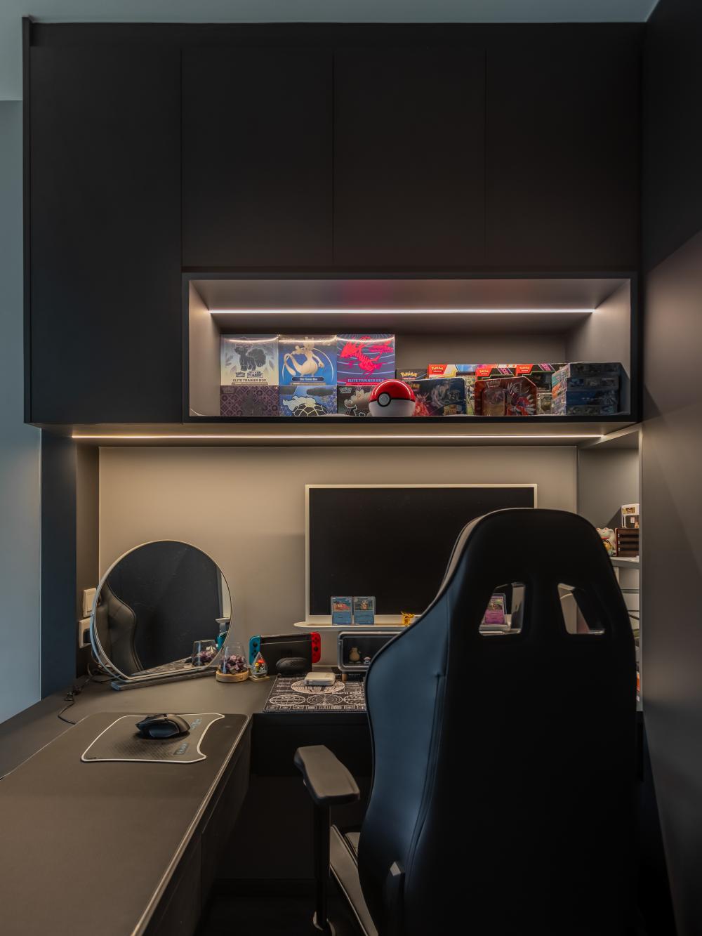 Modern Bedroom with Vinyl Flooring and Storage Cabinets