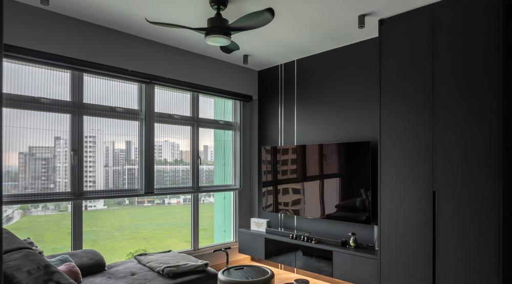 Modern Living Room with Vinyl Flooring and TV Console