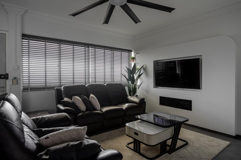 Modern Living Room with TV Console and Feature Wall