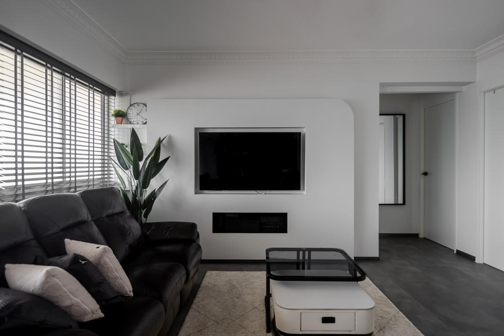 Modern Living Room with Vinyl Flooring and TV Console