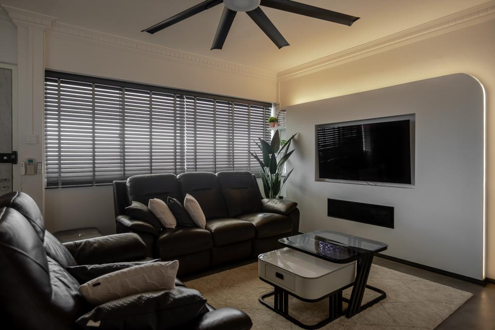Modern Living Room with Vinyl Flooring and TV Console