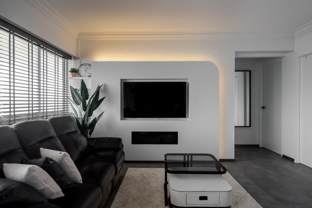 Modern Living Room with Vinyl Flooring and TV Console