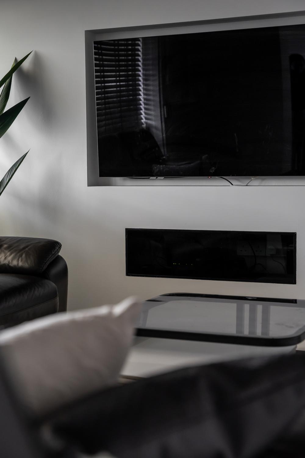 Modern Living Room with TV Console and Feature Wall