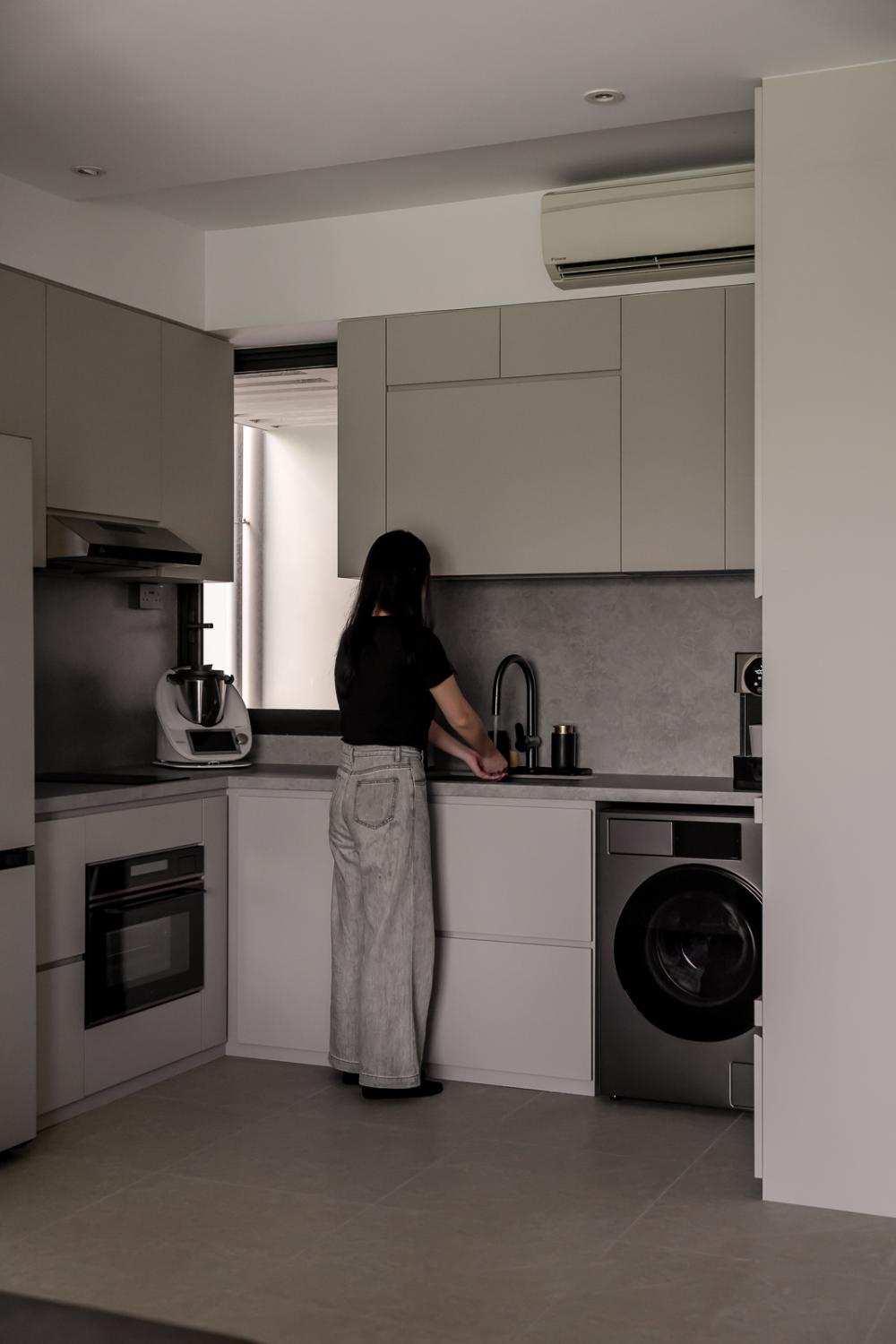 Modern Kitchen with Countertop and Vinyl Flooring