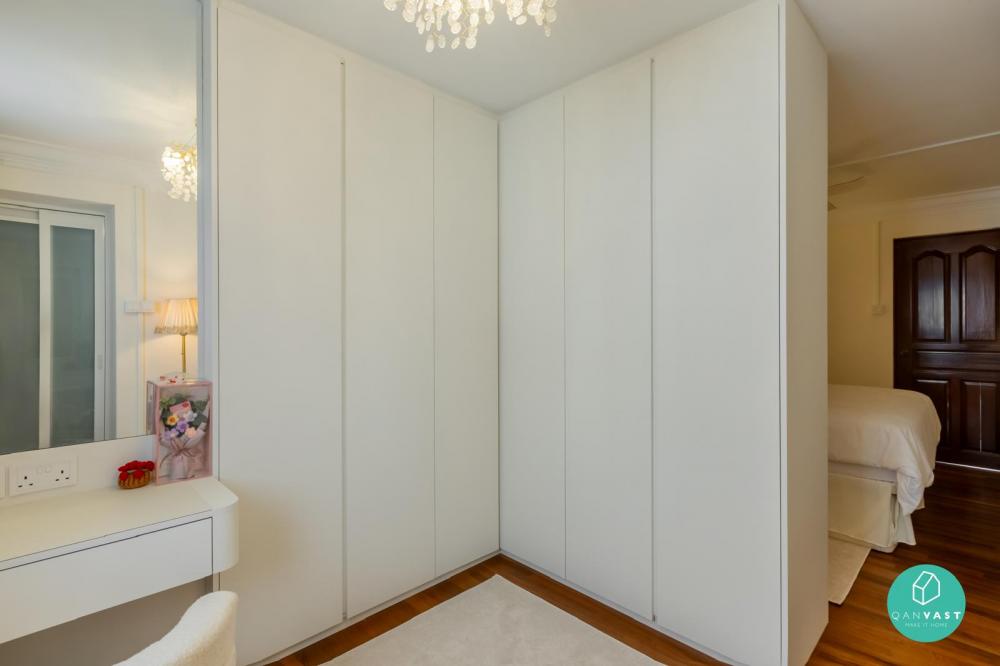 Vintage Bedroom with Parquet Floor and Wardrobe