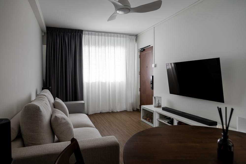 Minimalist Living Room with Vinyl Flooring and TV Console