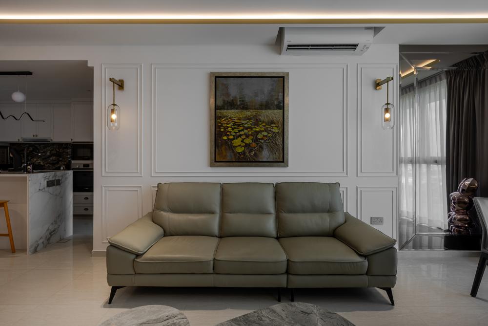 Modern Living Room with Feature Wall and Drop Ceiling