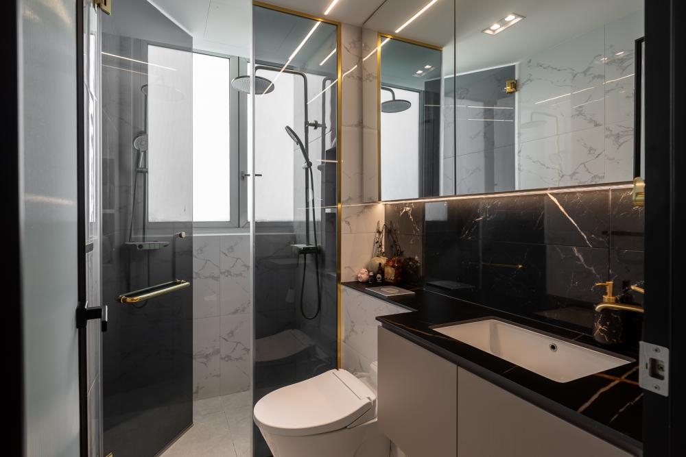 Modern Bathroom with Countertop and Homogeneous Tiles