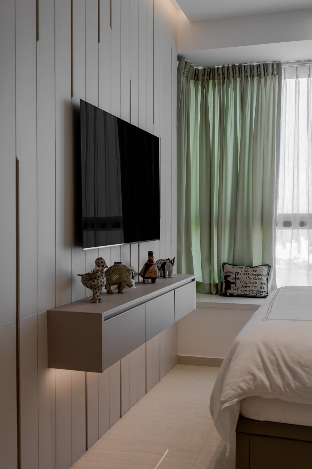 Modern Living Room with Vinyl Flooring and TV Console