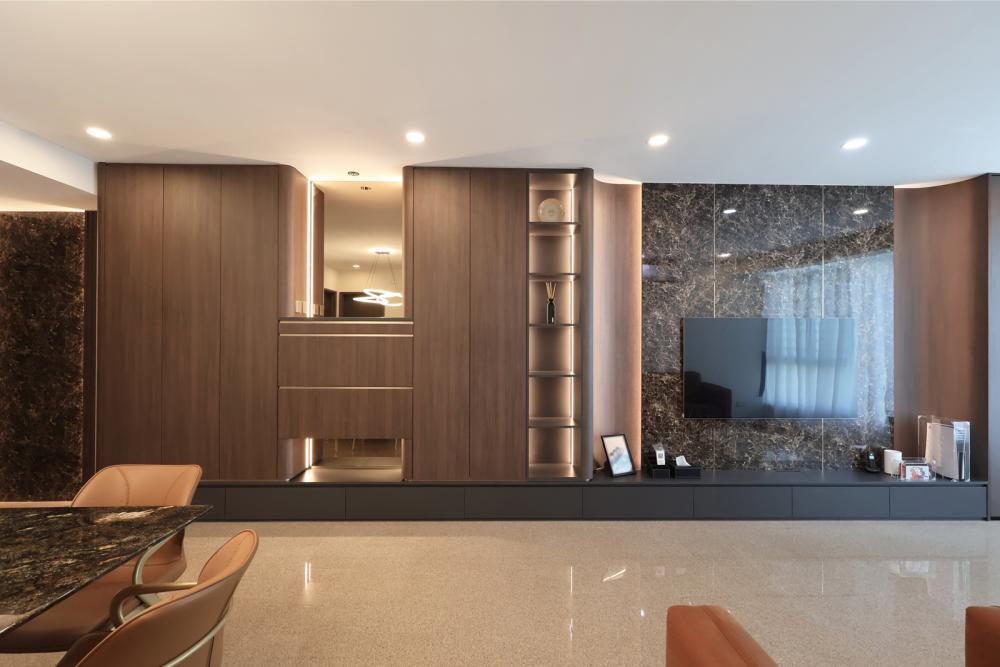 Modern Living Room with TV and Display Cabinets