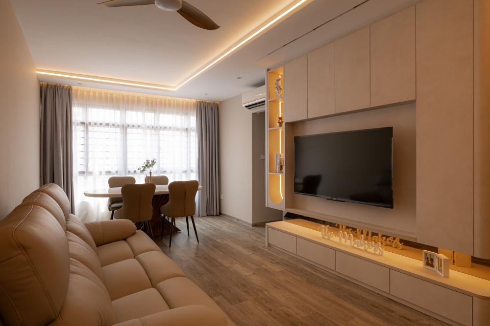 Scandinavian Living Room with TV and Display Cabinets