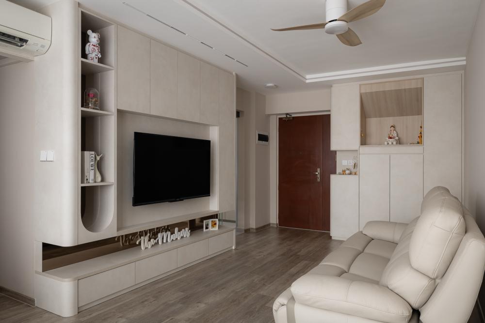 Scandinavian Living Room with Vinyl Flooring and Sofa