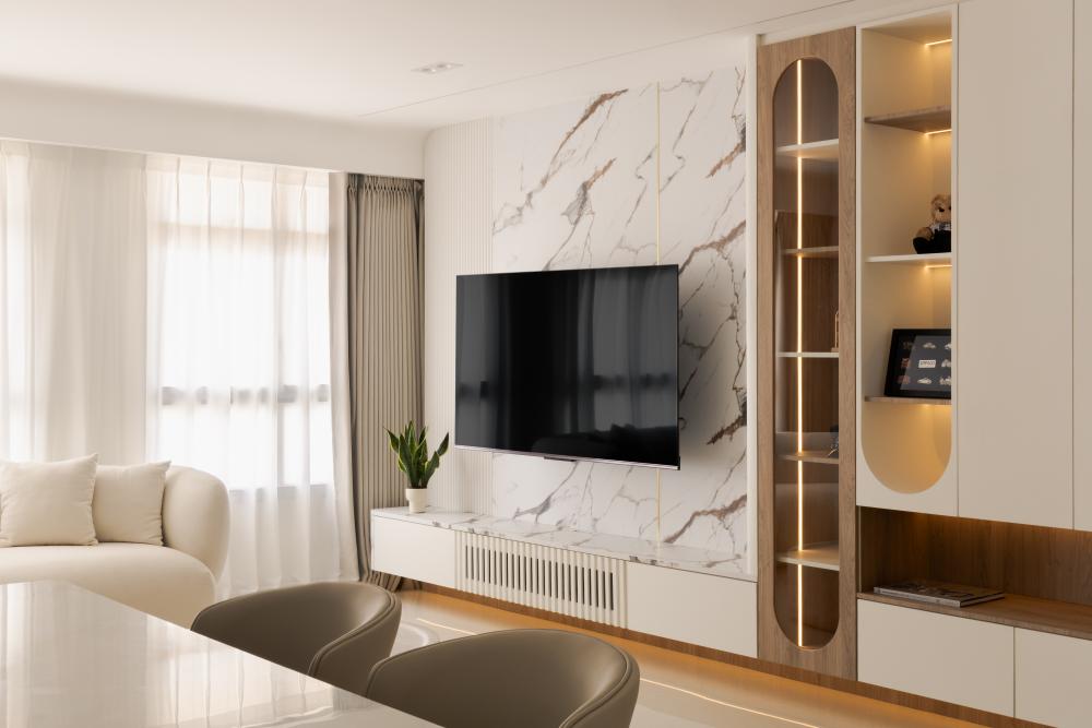 Modern Living Room with TV Console and Feature Wall