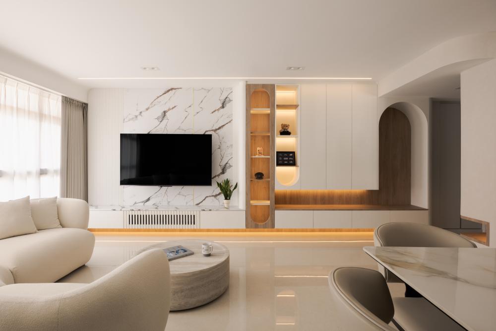 Modern Living Room with TV Console and Feature Wall